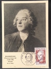 CARTE PREMIER JOUR 1967 TIMBRE BEAUMARCHAIS N° 1512 OBLITÉRÉ PARIS