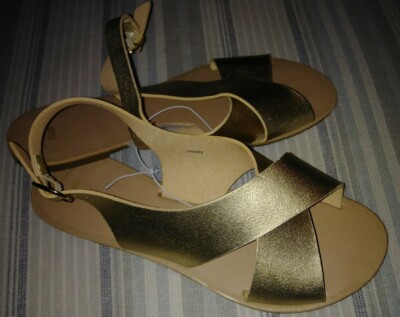 gold criss cross sandals