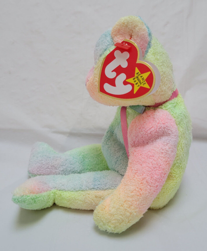 Ty Beanie Baby 1999 GROOVY Pastel Tie Dyed Bear with Bow Retired - Picture 2 of 8
