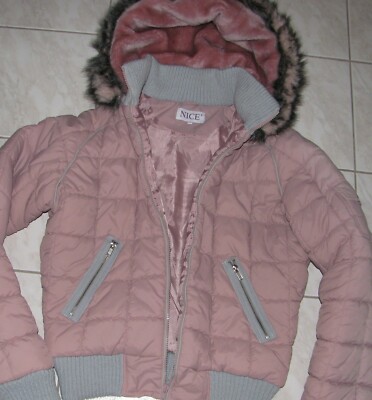 Winter Jacke Gr. S 34 36 38 Warm gesteppt Fell Kapuze Rosa Top Rosa Top Jacket 