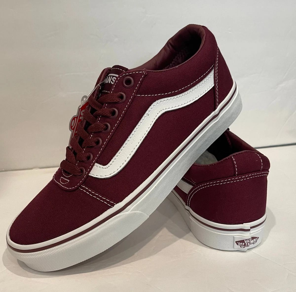 New Vans Ward Men s Skate Shoes Sneakers US 8 Burgundy White eBay