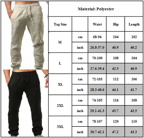 Herren Urlaub Leinen Optik Hose Stoffhose Lang Freizeithose Sommerhose Sporthose - Bild 3 von 20