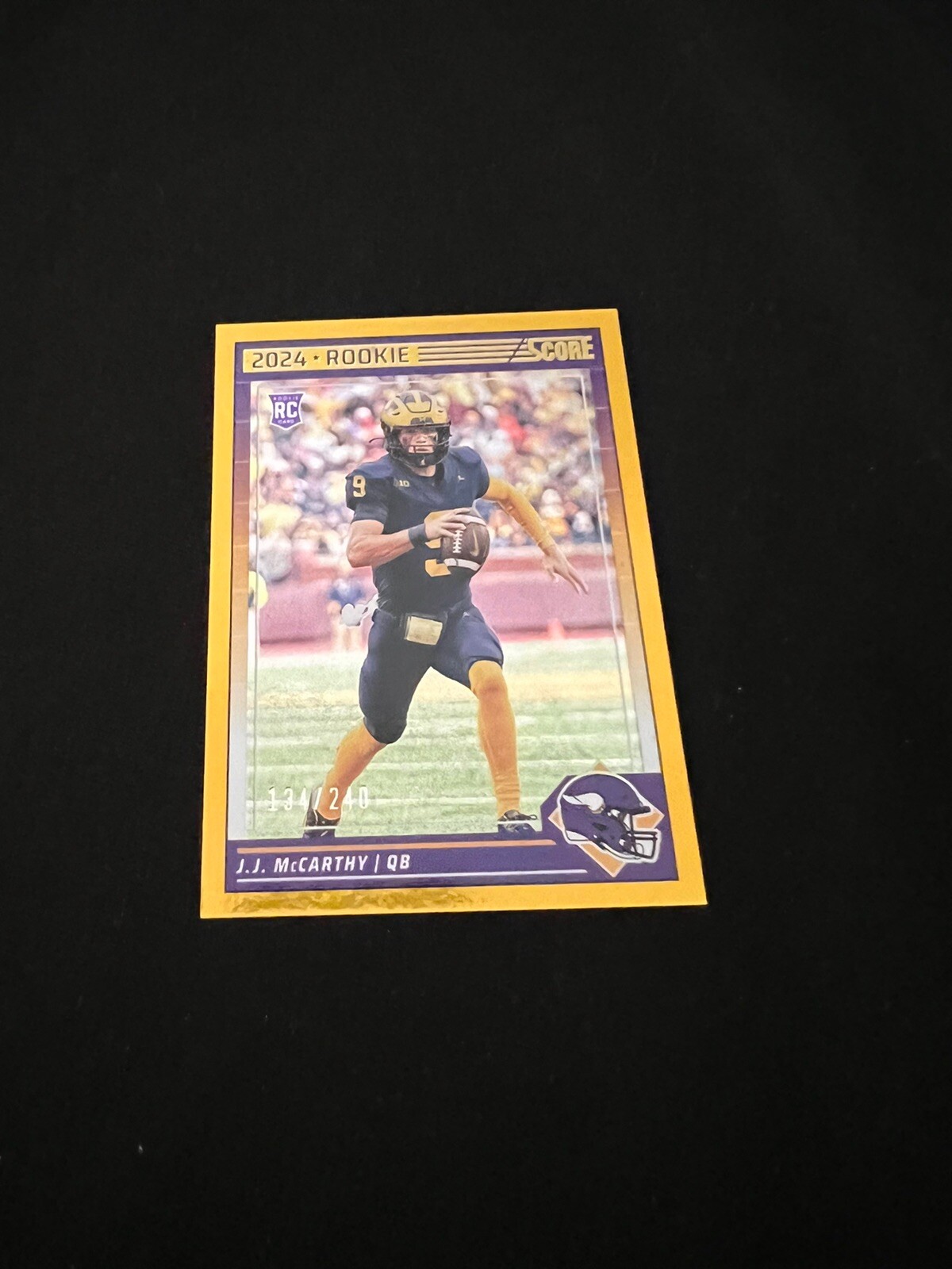 JJ McCarthy 2024 Panini Score Football Gold Dots /240 Rookie Card #304 RC