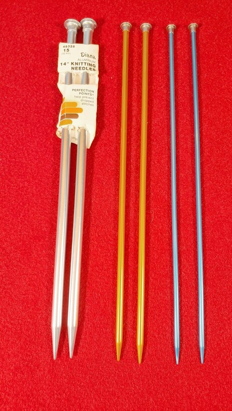 3 Pair Vintage Knitting Needles 14" long in Aluminum - Sizes 8, 10-1/2 & 15