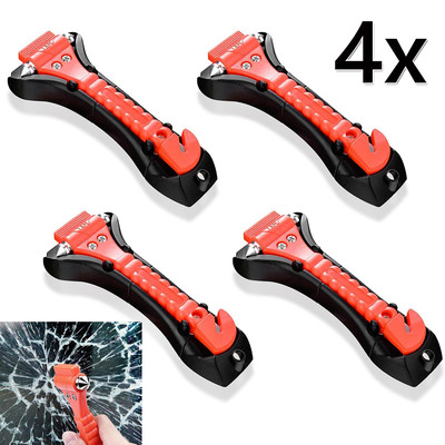4 PCS Autohammer Nothammer mit Gurtschneider KFZ Auto Notfallhammer Glashammer
