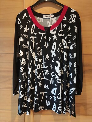 Tunique Femme Si Belle Et Taille 50/52 - Noir Et Blanc Floral - Polyester - Neuf Avec étiquettes