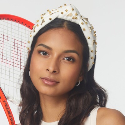 Lele Sadoughi White Tennis knotted Crystal Headband NWT  display picture 1