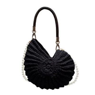 Gehäkelte Muschel Muschel Umhängetasche, Perlenkette Handarbeit gewebt Damen Sling Handtasche