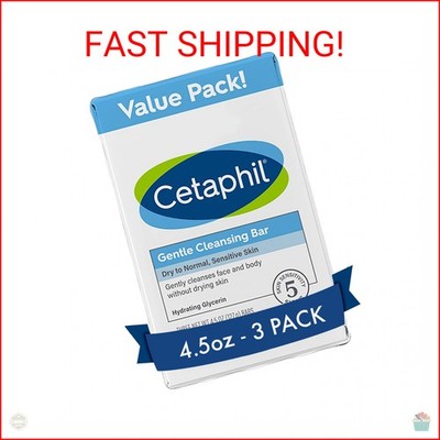 Cetaphil Gentle Cleansing Bar, 4.5 Oz Bar (Pack Of 3), Nourishing Cleansing Bar