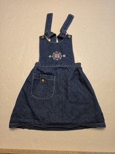 Vintage Spring Creek Denim Jumper Dress Girls 5 Folk Star Embroidered 90s Jean
