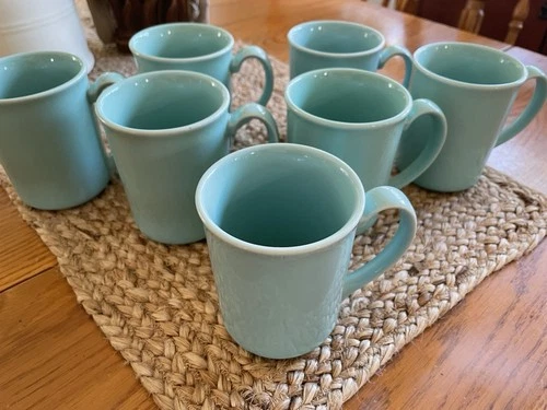 Vintage Corning Ware Aqua/ Turquoise Coffee Mugs/cups Set Of 7
