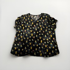 Medical Scrub Top MINIONS Rise of Gru V Neck Women's Size 2 XL