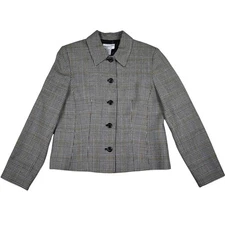 Vintage Pendleton Wool black/white/tan houndstooth button blazer jacket size 10