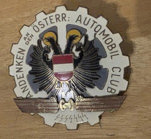 Vintage Enamel Radiator Grill Badge Car Club Automobile Austria Osterreich.