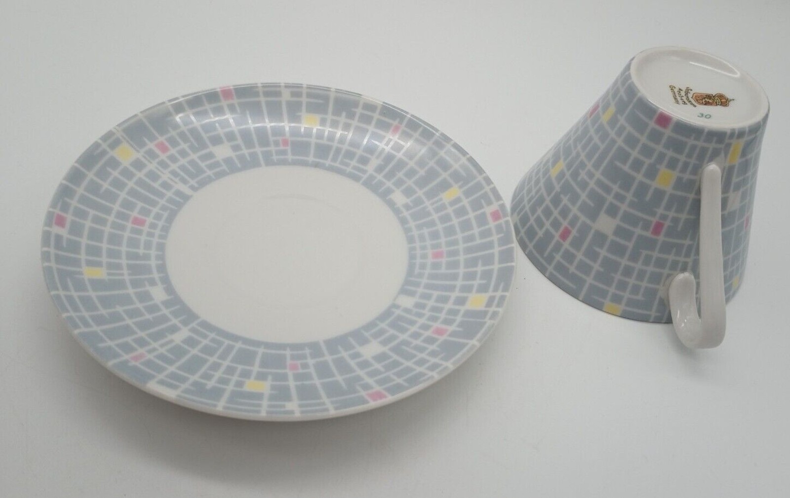 Vtg Schumann Arzberg Tea Cup Saucer Demitasse MCM Geometric