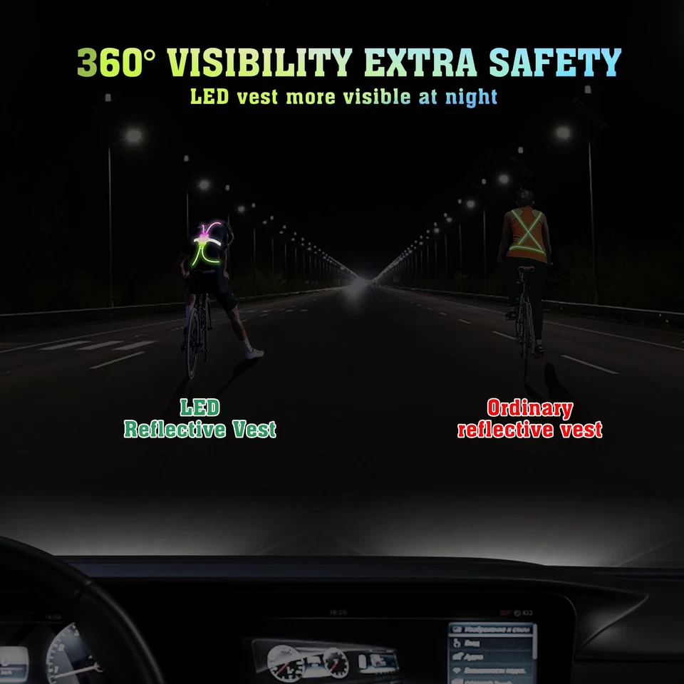 Chaleco para Correr Reflectante LED: Chaleco para Correr de Alta Visibilidad con Luz Frontal para... Foto 3 de 4