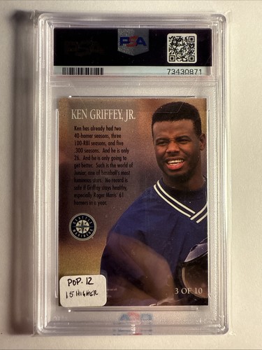 1996 Fleer Update Diamond Tribute #3 Ken Griffey Jr Mariners HOF PSA 8 - Picture 2 of 2