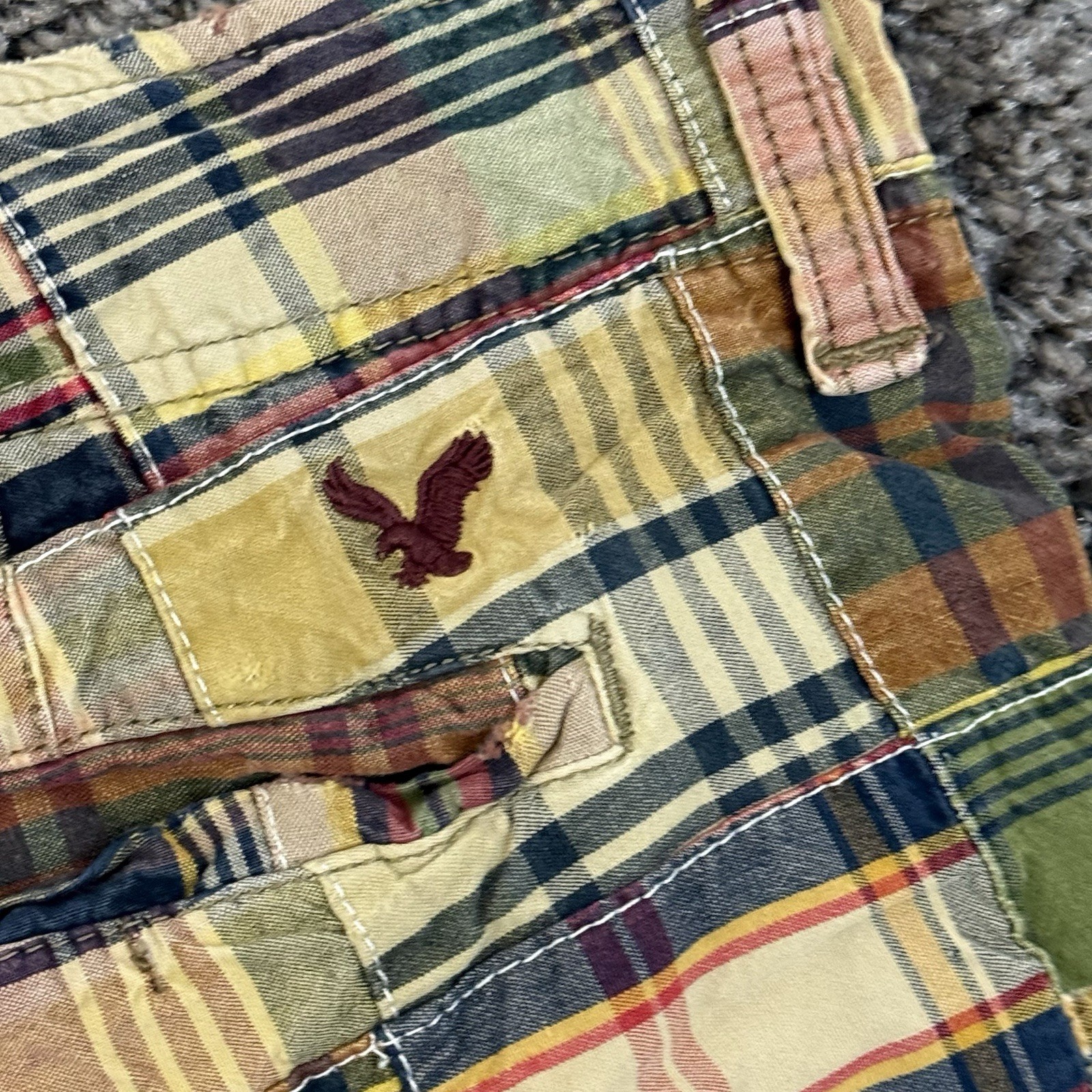 American Eagle Patchwork Shorts 33 Multicolor Pla… - image 7