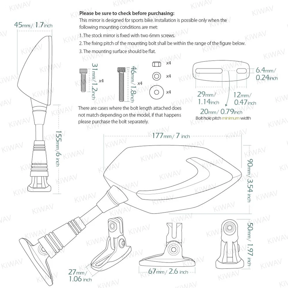 Sequent 2-color led mirror carbon look style universal for Honda CBF CBR VFR VTR - Imagem 2 de 4