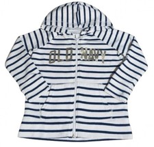 Old Navy Girl Size XS or 5 Navy Crean Striped Jacket w/ Hood VGC