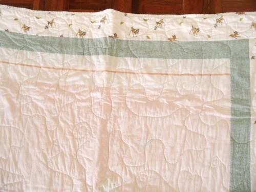 Vintage Bambi Deer Hand Made Stitched Baby Cot cotton Quilt Throw - Picture 4 of 6