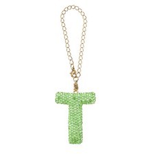 Letter Bag Charm Bling Glitter Letter Charm Initial, Green, T Shape
