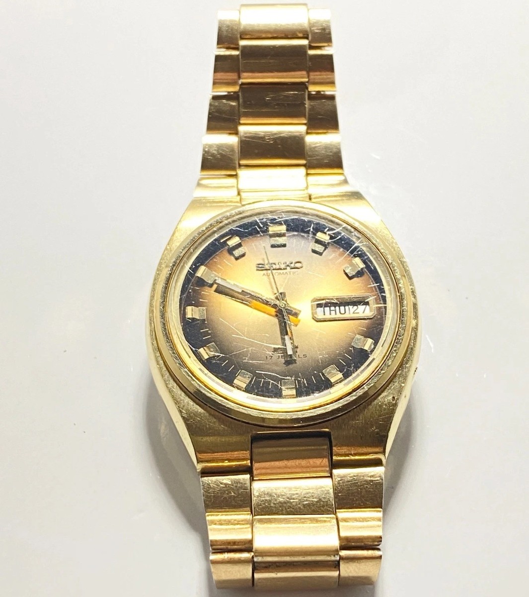 Vintage Seiko DX 17J 6106-7619 Men's Automatic Gold Tone Watch