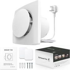 Bathroom Extractor Fan with UK Plug, Wall Mounted 100mm Exhaust Fan