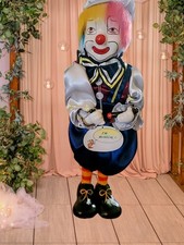 Vintage Wind Up MUSICAL Clown W/ Tags Moves Slightly