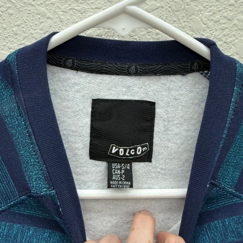 Volcom Blue Speckle Stripe Pullover Crewneck Sweatshirt Boys Youth sz Small NEW - Picture 2 of 7