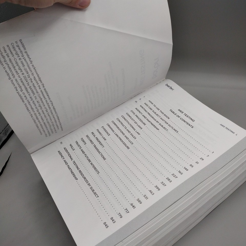 Barbri MEE Testing Multistate Essay Exam July 2024 Book Bar Prep Law ...