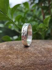 Handmade Hammered 925 Sterling Silver Band Ring  Unisex Minimalist Rin All size