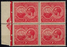 Bermuda 1920 Tercentenary SG 63 1d Carmine Marginal Left Block of 4 MNH