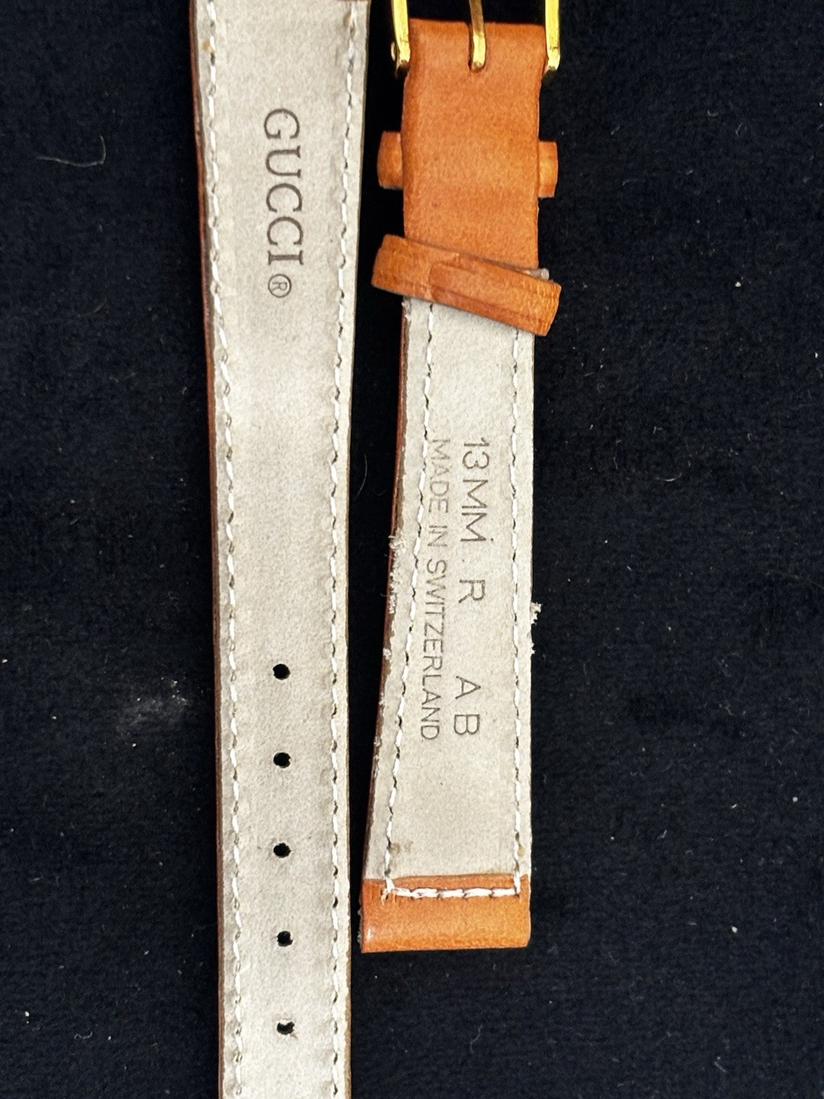 Gucci 13mm Tan Calf Leather Watch Band Strap Swiss Made Gold Buckle NWT thumbnail 4