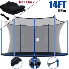 For 14ft Round Replacement Trampoline Safety Enclosure Net Mesh Netting 6 Poles