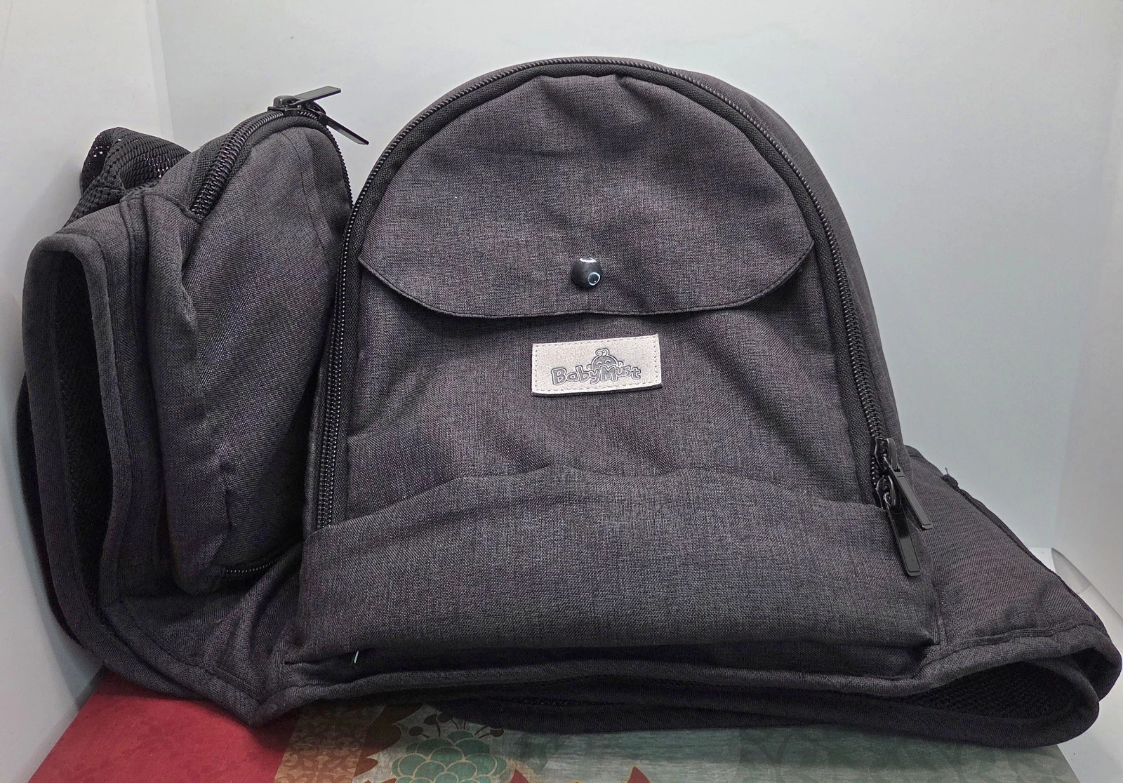 BABYMUST Hip Seat Baby Carrier Adjustable Waistband 8-66 lbs Pockets Dark Gray