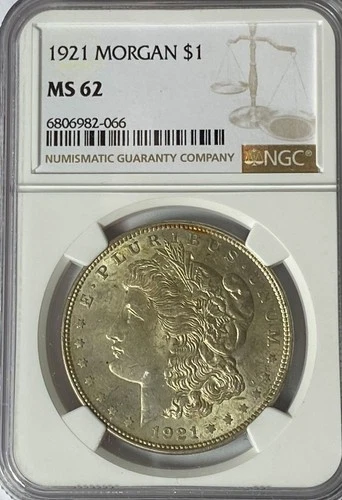1921 $1 Morgan Silver Dollar MS62 NGC Uncirculated Philadelphia