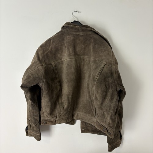 Vintage Diesel Workwear Brown Suede Leather Western Trucker Jacket Men's Medium - Picture 9 of 9