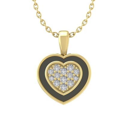Im Labor gezüchteter Diamant 10K Gelbgold Herz Anhänger 18'' Silber Kabel Kette