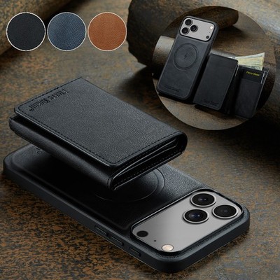 2 in 1 Wallet Hülle Leder Handy Tasche Mini Geldbörse für iPhone 17/Air/Pro/Max