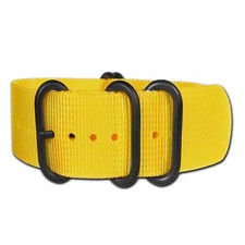 Ballistic Nylon Watch Band  5-Ring  Yellow  PVD Black Hardware