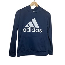 Adidas Youth Active Embroidered Logo Pullover Fleece Hoodie Navy Large 14/16