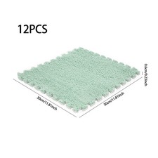12PCS Plush Foam Interlocking Carpet Tile, Soft Fluffy Area Square Rug Anti Slip