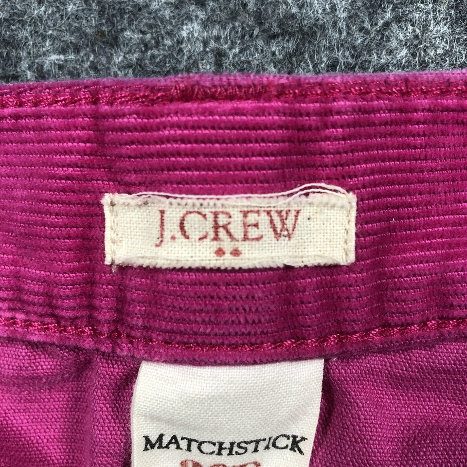 J. Pantalones Crew Para Mujer 30R Rosa Matchstick Pana Pierna Recta Elastizados Fucsia Foto 2 de 4