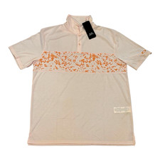 NWT 65 Oakley Men's Golf Polo Shirt Pastel Orange Sand Print Hydrolix