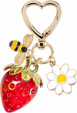 Cute Cherry Strawberry Bag Charm Keychain Purse Accessory Gift for Women Girls