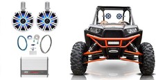2 KICKER 45KMTC8W 8" 600w LED Tower Speakers MTX Amplifier For RZR/ATV/UTV/Cart