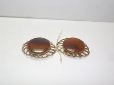 Vintage MUSI SHOE CLIPS Brown Tortoise Oval Shape Gold Tone