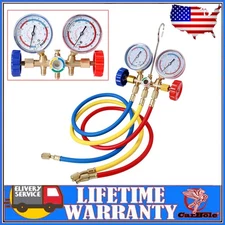 A/C 5FT Vacuum Pump HVAC Manifold Gauge For R12/R502 Recharge Refrigeration Kit