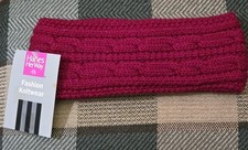 Vintage 1994 Hanes Her Way Red Cable Knit Ear Warmer Headband Ski Band NOS